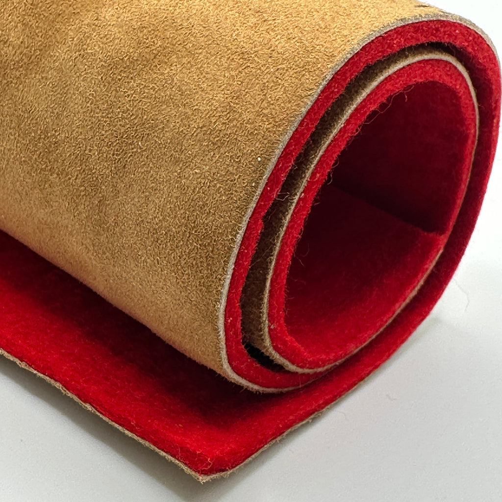 Accordion Valve Felt with Leather 3+1 mm – Red 0.1 m2 Sheet – Accordion Repair Material