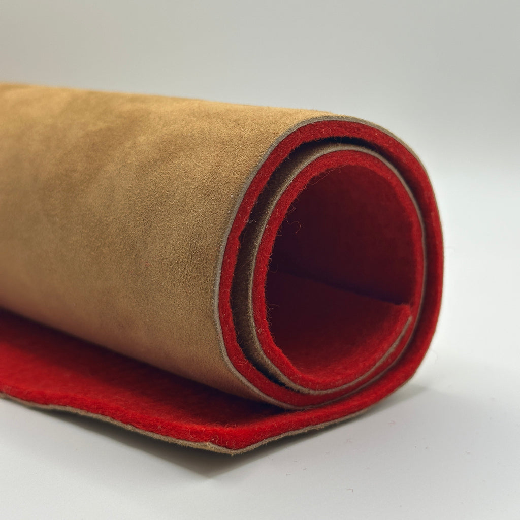 Accordion Valve Felt with Leather 3+1 mm – Red 0.1 m2 Sheet – Accordion Repair Material