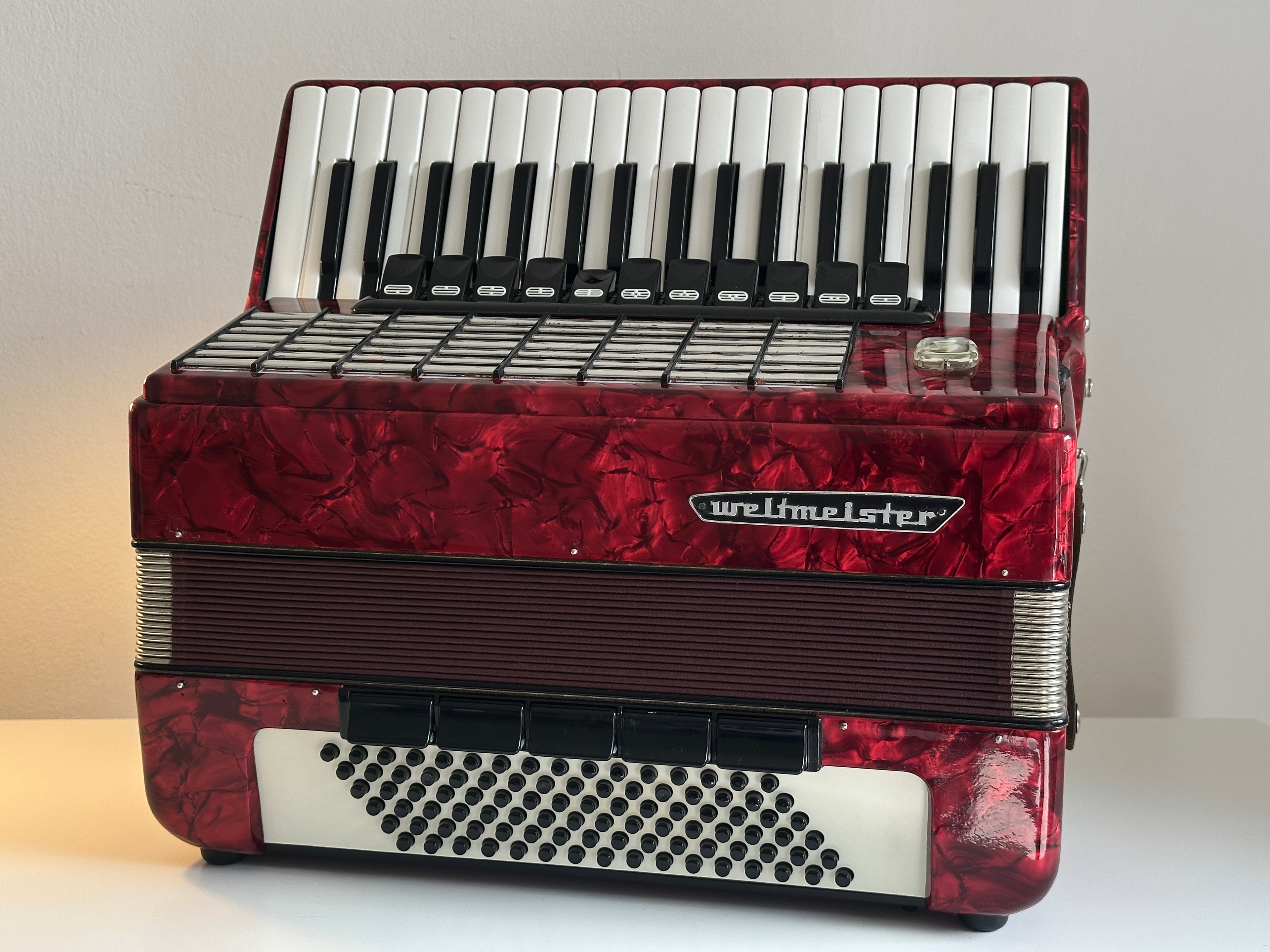 Vintage Weltmeister Stella | Red Piano Accordion 37 Key 96 Bass Made in Germany