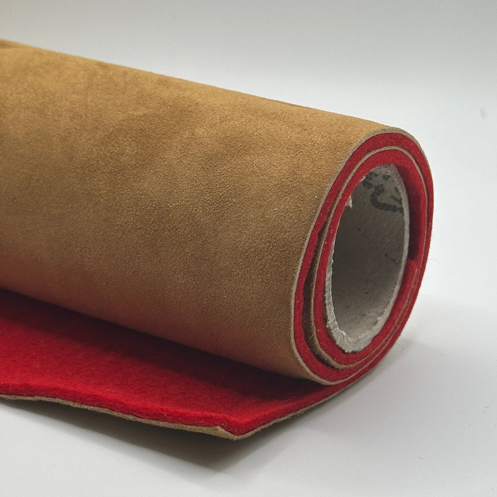 Accordion Valve Felt with Leather 3+1 mm – Red 0.1 m2 Sheet – Accordion Repair Material
